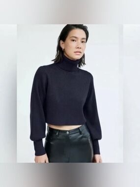 Aritzia Rebecca Turtleneck - cropped sweater in black